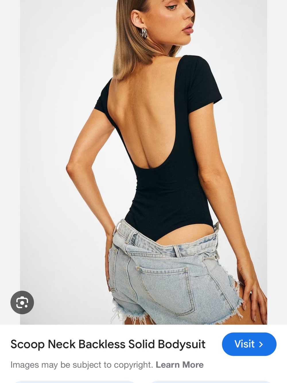 Solado Black Scoop-Neck Backless Short-Sleeve Bodysuit - Women